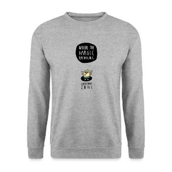 Comfort Zone - Motivation - Unisex Pullover - Weißgrau meliert - Vorne - Alina (178cm) & Michal (187cm)