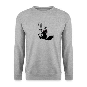 chat noir rebel ! - Sweat-shirt Unisexe - gris chiné - Devant - Alina (178cm) & Michal (187cm)