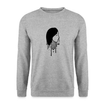 drop of graffiti spray paint stamp face head - Unisex Sweatshirt - salt & pepper - Front - Alina (178cm) & Michal (187cm)