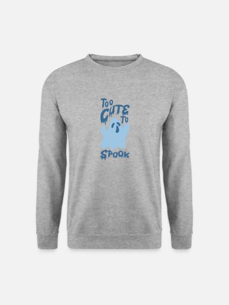 Zu niedlich, um zu erschrecken Gespenst Halloween - Unisex Pullover - Weißgrau meliert