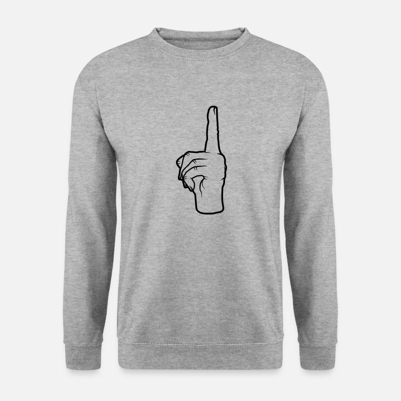 Hand Geste nach oben - Unisex Pullover - Weißgrau meliert