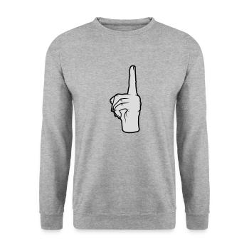 Finger points up - Unisex Sweatshirt - salt & pepper - Front - Alina (178cm) & Michal (187cm)