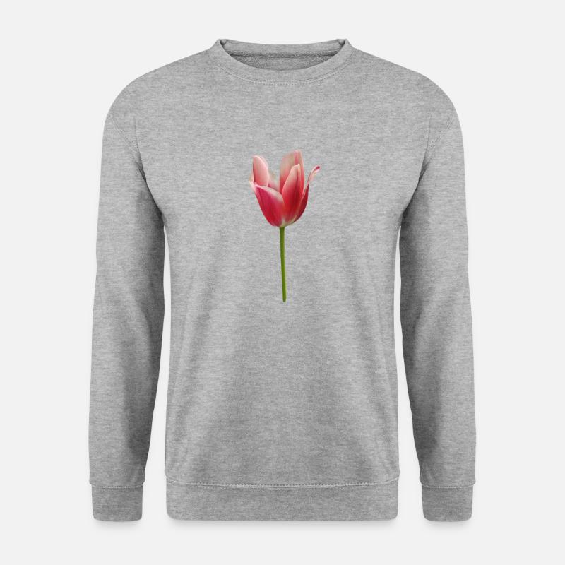 pinke Tulpe - Unisex Pullover - Weißgrau meliert