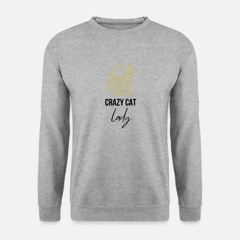 Crazy Cat Lady Katzenliebe Cat Katze - Unisex Pullover - Weißgrau meliert