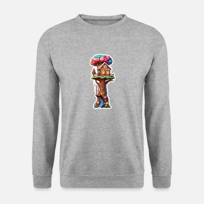 Baumhaus / Baumkrone / Baumhütte / Abenteuer - Unisex Pullover - Weißgrau meliert