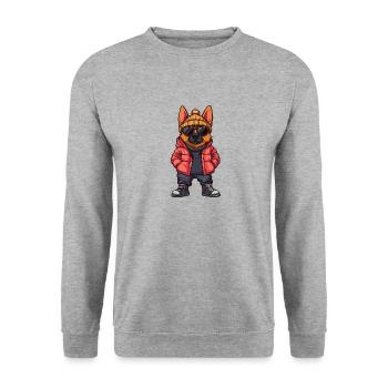 Berger allemand Bande dessinée cool - Sweat-shirt Unisexe - gris chiné - Devant - Alina (178cm) & Michal (187cm)