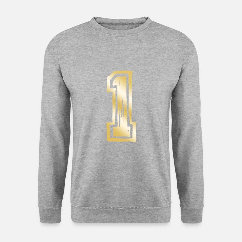 1 Zahl Gold - Unisex Pullover - Weißgrau meliert