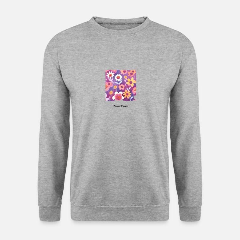 Flower Power - Unisex Pullover - Weißgrau meliert