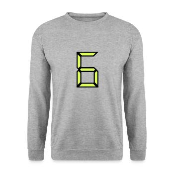 6. 6 ANS. 6e ANNIVERSAIRE. ANNIVERSAIRE 6 ANS - Sweat-shirt Unisexe - gris chiné - Devant - Alina (178cm) & Michal (187cm)