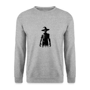 Halloween Zombie Hexe mit Zauberhut - Unisex Pullover - Weißgrau meliert - Vorne - Alina (178cm) & Michal (187cm)