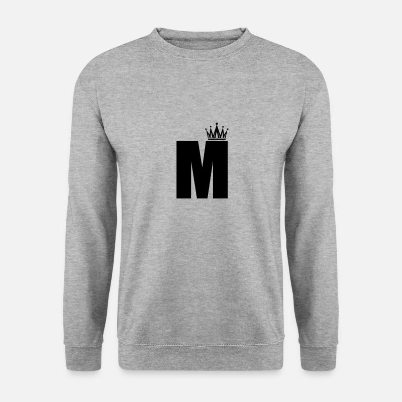 buchstabe M Krone - Unisex Pullover - Weißgrau meliert