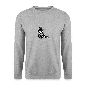 waschbär,waschbärbauch,schwarz-weiss,pantomime - Unisex Pullover - Weißgrau meliert - Vorne - Alina (178cm) & Michal (187cm)