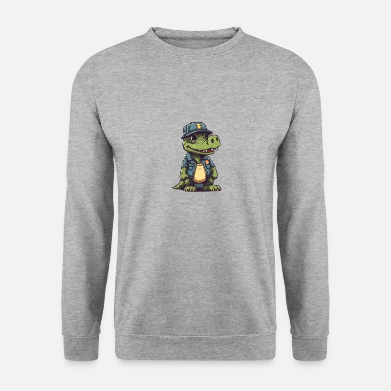 krokodil - Unisex Pullover - Weißgrau meliert
