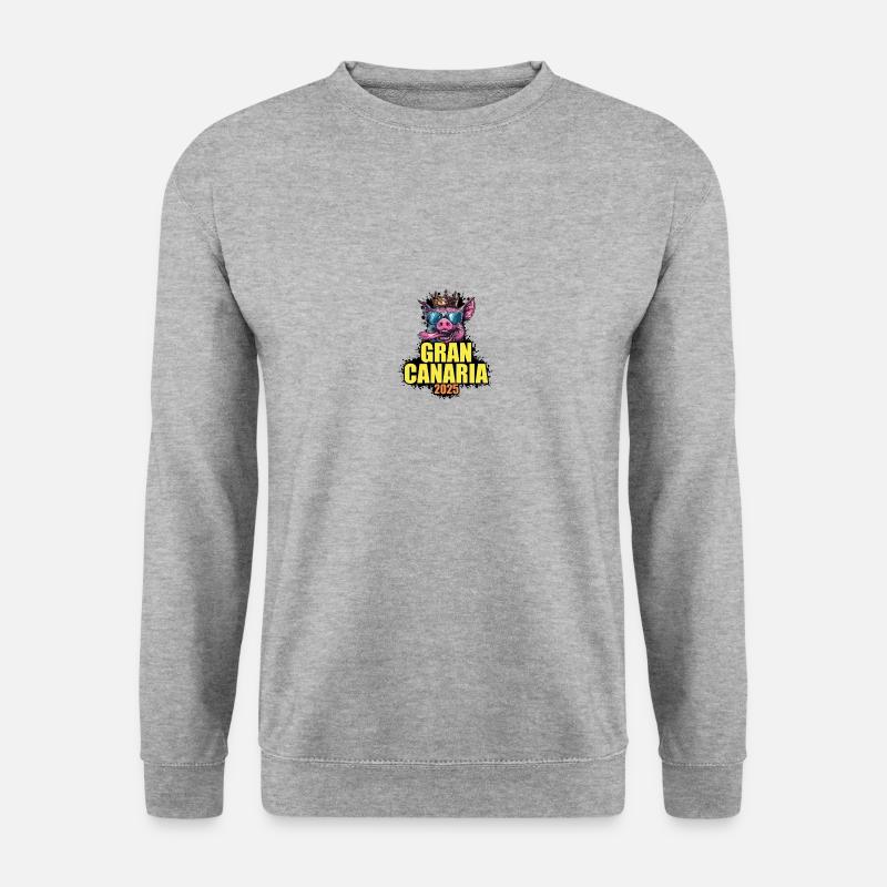 Gran Canaria 2025 Schwein - Unisex Pullover - Weißgrau meliert