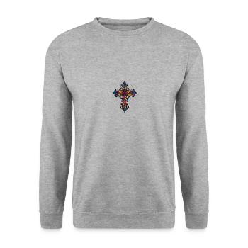Symbole de la croix - Sweat-shirt Unisexe - gris chiné - Devant - Alina (178cm) & Michal (187cm)