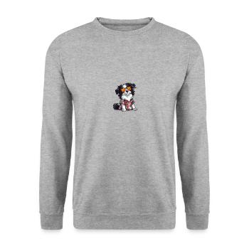 Border Collie chien bande dessinée vacances - Sweat-shirt Unisexe - gris chiné - Devant - Alina (178cm) & Michal (187cm)