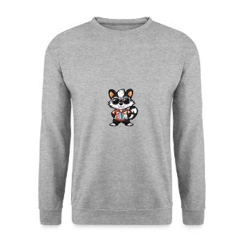 Stinktier Cool Sommer - Unisex Pullover - Weißgrau meliert - Vorne - Alina (178cm) & Michal (187cm)