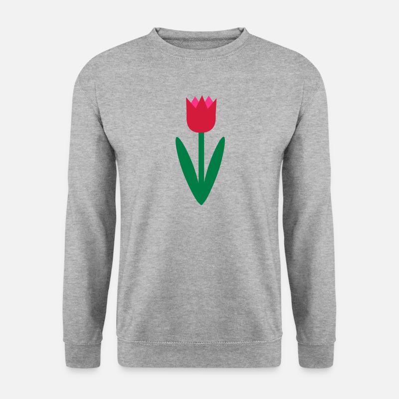 Tulpe Pflanze Zeichnung Blume Geschenkidee Blüten - Unisex Pullover - Weißgrau meliert