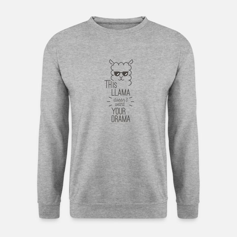 Wortspiel Lama- This lama doesnt want your drama - Unisex Pullover - Weißgrau meliert