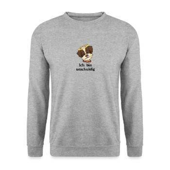 PinoEngel1 1 - Unisex Pullover - Weißgrau meliert - Vorne - Alina (178cm) & Michal (187cm)