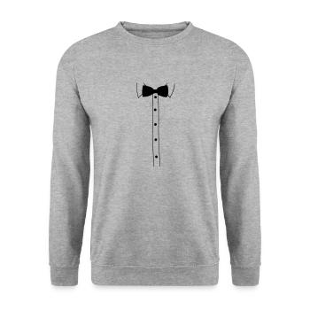hemd_und_fliege__f1 - Sweat-shirt Unisexe - gris chiné - Devant - Alina (178cm) & Michal (187cm)