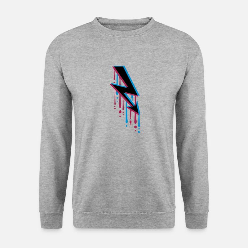 slipp graffiti 3d elektrisk lyn elektrisitet energi - Genser unisex - gråhvit melert