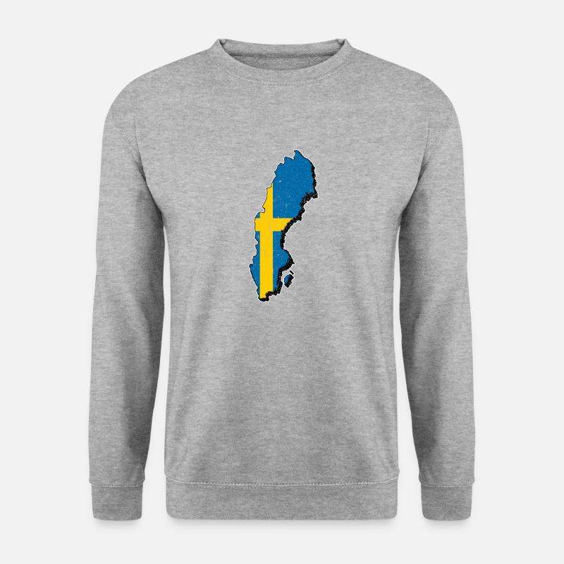 Schweden swedish Karte Urlaub Reise Geschenk SWE - Unisex Pullover - Weißgrau meliert