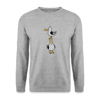 Möwen Team 2 Freunde - Unisex Pullover - Weißgrau meliert - Vorne - Alina (178cm) & Michal (187cm)