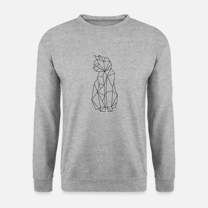 Polygon Cat Ganzkörperlinie - Unisex Pullover - Weißgrau meliert