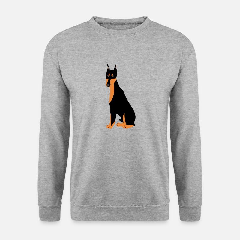 Dobermann Hund - Unisex Pullover - Weißgrau meliert