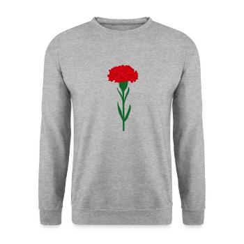 Fleur d’œillet rouge vif unique - Sweat-shirt Unisexe - gris chiné - Devant - Alina (178cm) & Michal (187cm)