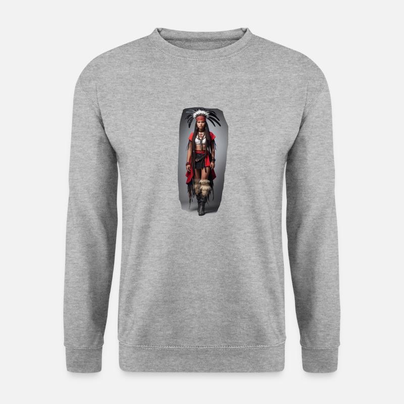 Indianer Mädchen - Unisex Pullover - Weißgrau meliert