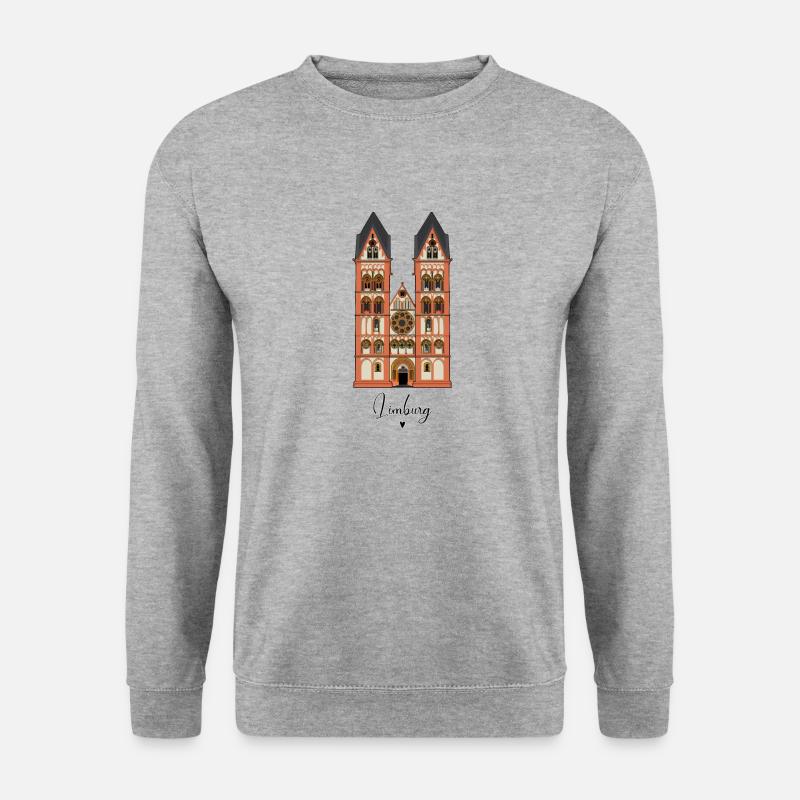 Limburger Dom // Illustration - Unisex Pullover - Weißgrau meliert