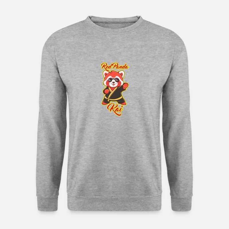 red panda kai - Unisex Pullover - Weißgrau meliert