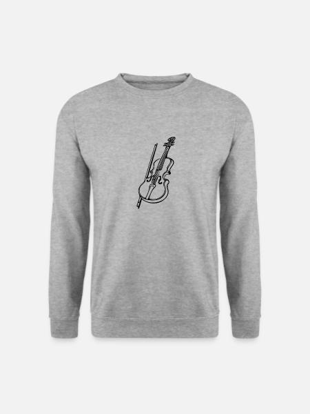 Antike Geige mit Geigenbogen - Unisex Pullover - Weißgrau meliert