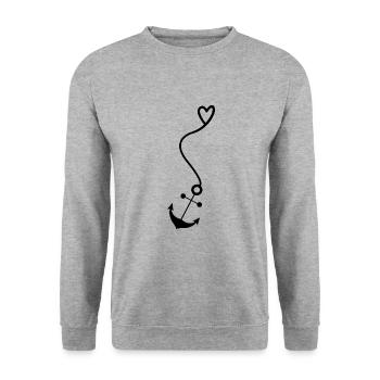Ancrer avec cœur - Sweat-shirt Unisexe - gris chiné - Devant - Alina (178cm) & Michal (187cm)