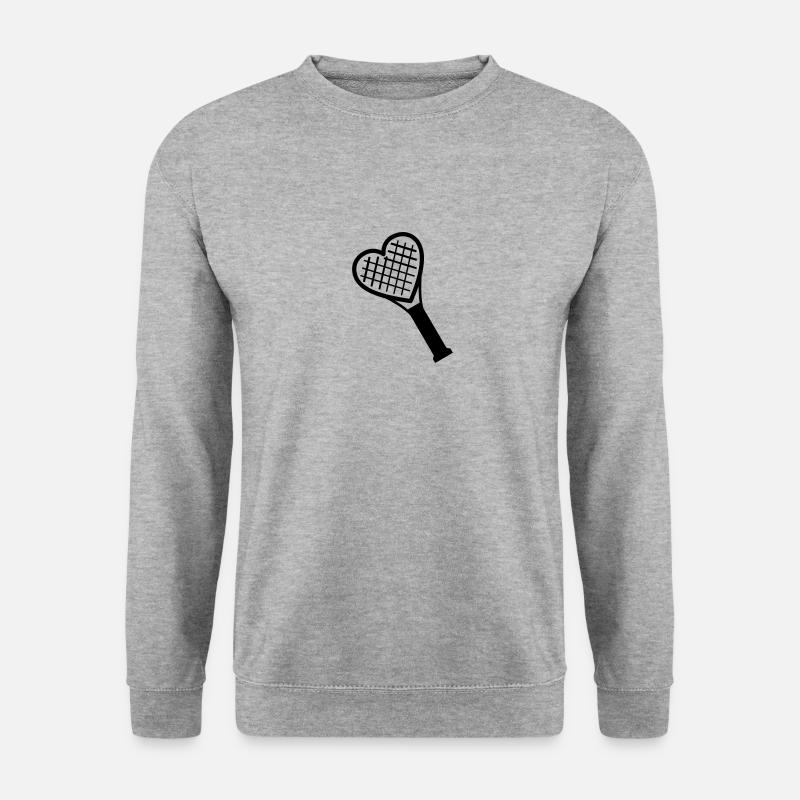 Tennisschläger Herz - Unisex Pullover - Weißgrau meliert