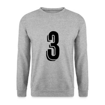Trikotnummer 3 - Zahl - Drei - Unisex Pullover - Weißgrau meliert - Vorne - Alina (178cm) & Michal (187cm)