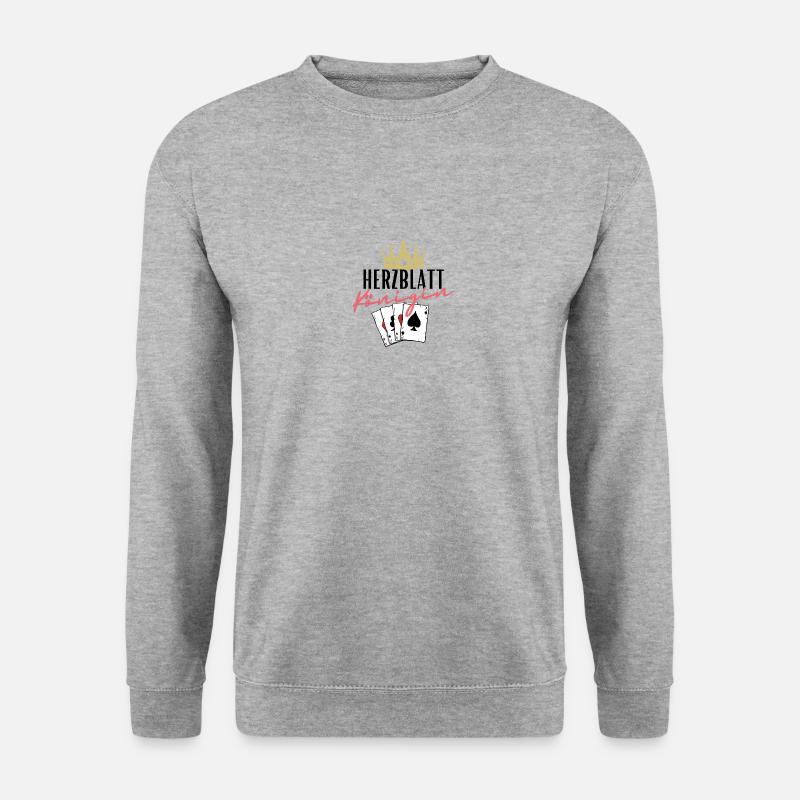 Herzblatt Königin - Unisex Pullover - Weißgrau meliert