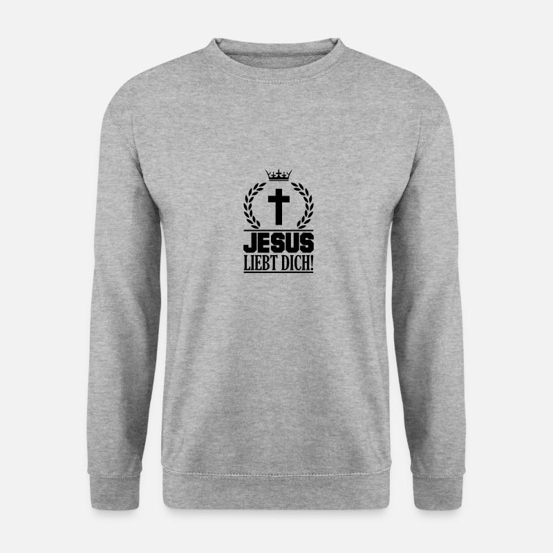jesus liebt dich 01 - Unisex Pullover - Weißgrau meliert