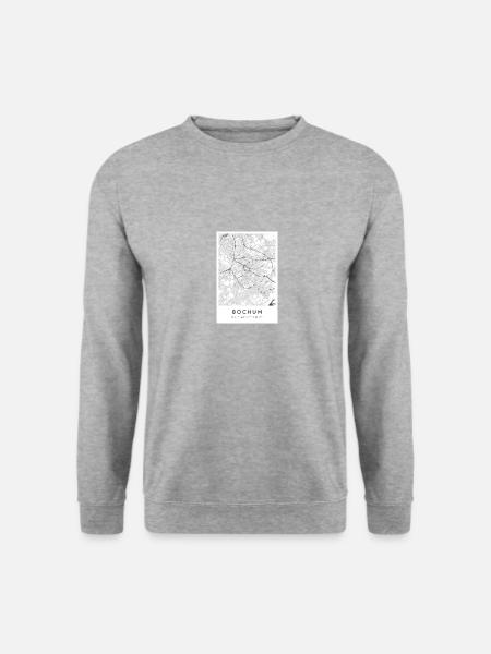 Bochum NRW Karte Stadtplan Citymap Landkarte - Unisex Pullover - Weißgrau meliert