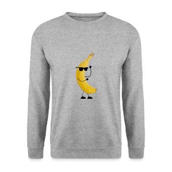 banane mit gesicht - Unisex Pullover - Weißgrau meliert - Vorne - Alina (178cm) & Michal (187cm)