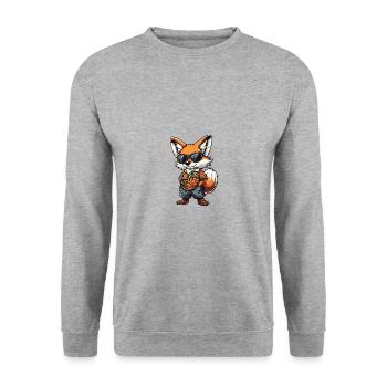 Fuchs Comic Urlaub - Unisex Pullover - Weißgrau meliert - Vorne - Alina (178cm) & Michal (187cm)