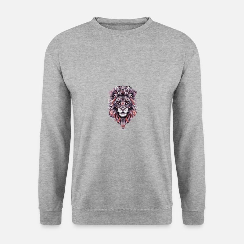 Löwe Bunt - Unisex Pullover - Weißgrau meliert