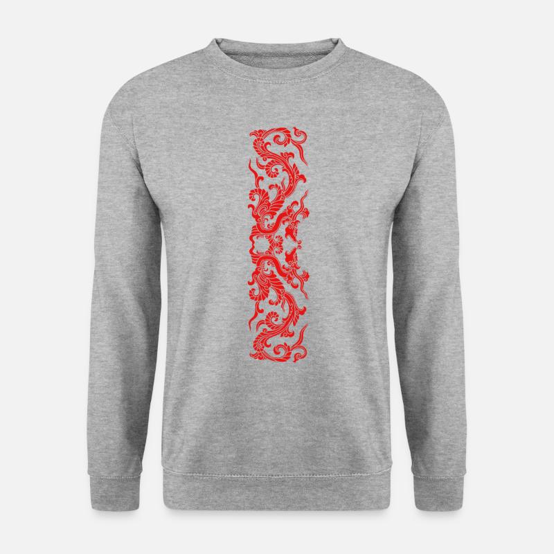 Rote Drachen - Unisex Pullover - Weißgrau meliert