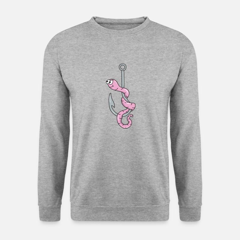 Regenwurm Angelhaken - Unisex Pullover - Weißgrau meliert