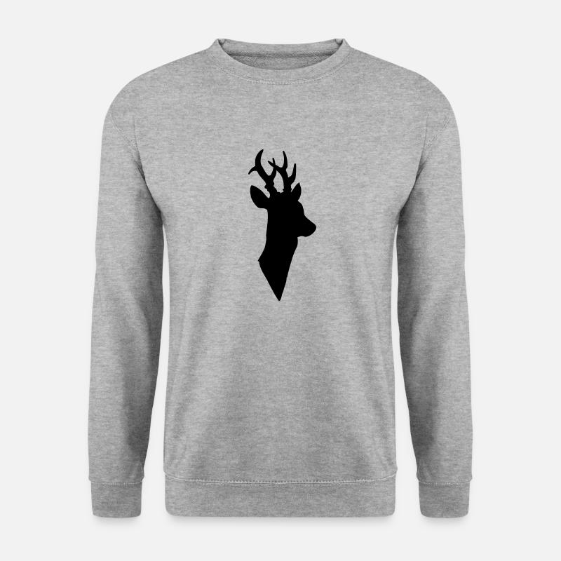 Hirschkopf - Unisex Pullover - Weißgrau meliert