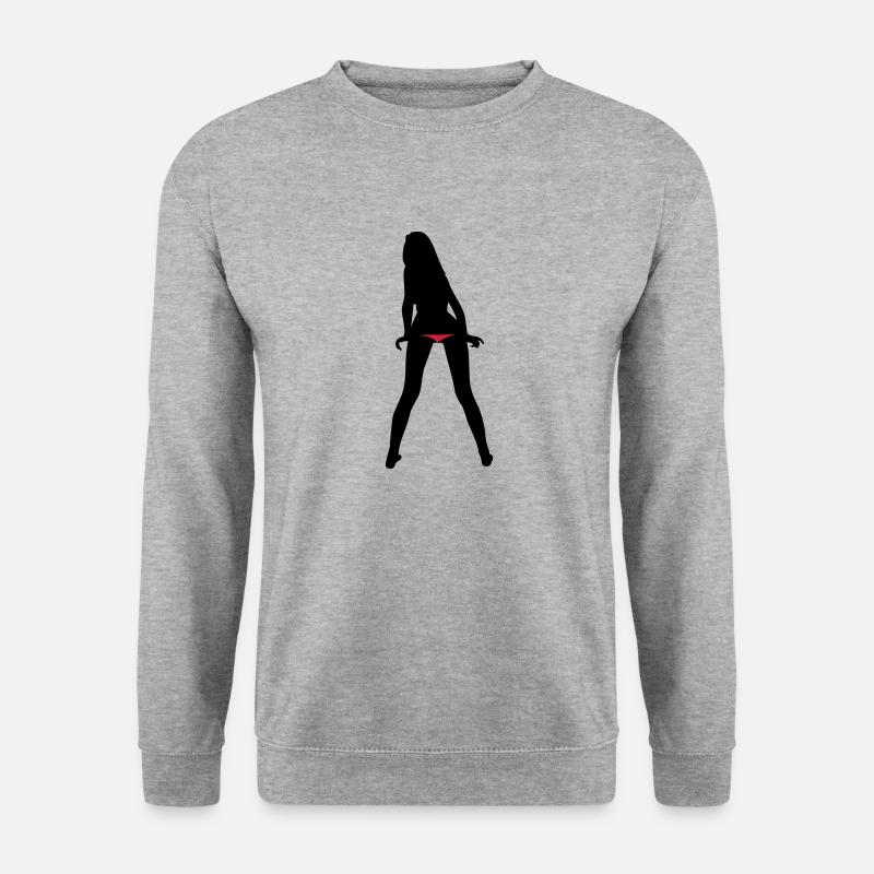 sexy tanga girl - Unisex Pullover - Weißgrau meliert