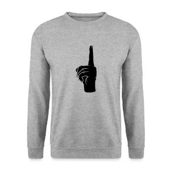 Up Finger pointing - Unisex Sweatshirt - salt & pepper - Front - Alina (178cm) & Michal (187cm)