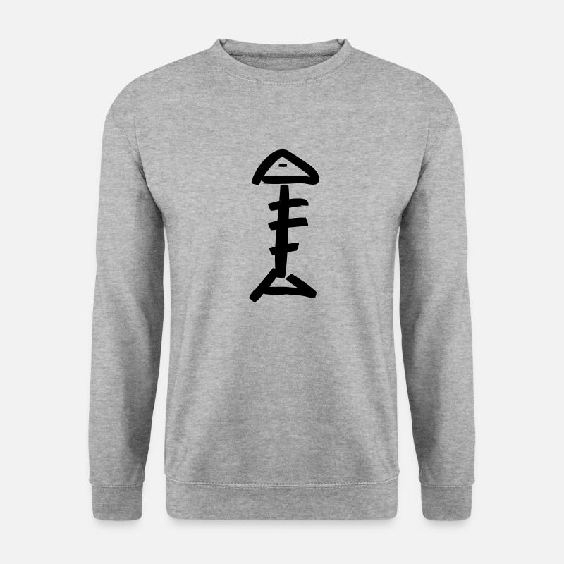 Fischgräte - Unisex Pullover - Weißgrau meliert